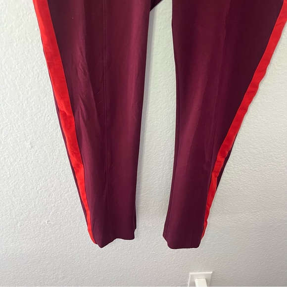 Anthropologie The Essential Slim Wine Red Striped Trouser Pants Size 10 - Picture 7 of 16
